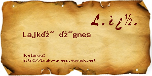 Lajkó Ágnes névjegykártya